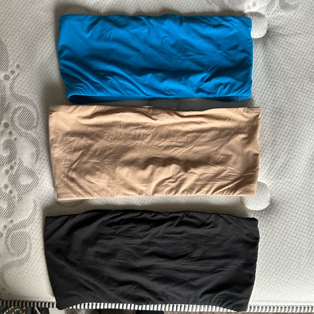 Set of three Skims Bandeau Bras - Black, Nude, Bright Blue - Medium